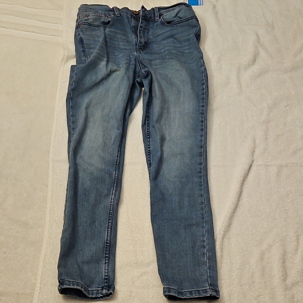 Calvin Klein Jeans Girls Size 8 Blue Straight Leg Denim Jeans Button Logo